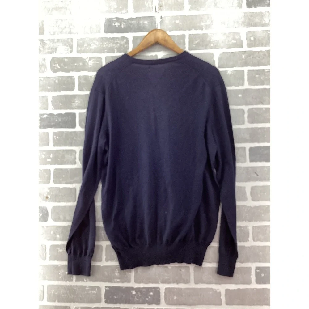 Polo Ralph Lauren Mens Navy Blue Pima Cotton V-Neck Sweater Size M 710744675002